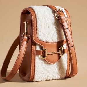 Anthropologie Tan and Cream Crossbody Bag